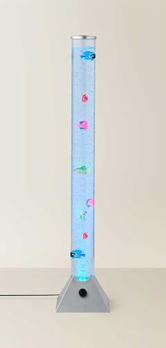 MiniSun | 90cm Colour Changing LED Bubble Tower Floor | Sensory & Mood Lights, Home Décor & Improvement Essential | Includes Assorted Fish