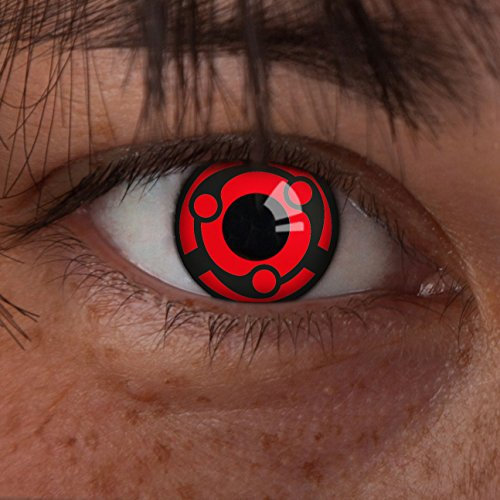 aricona Kontaktlinsen - Sharingan Contact Lenses Uchiha Madara - Lentilles de contact colorées sans ordonnance pour le cosplay, le carnaval, les fêtes costumées et les costumes d'Halloween, 2 pièces - sans correction