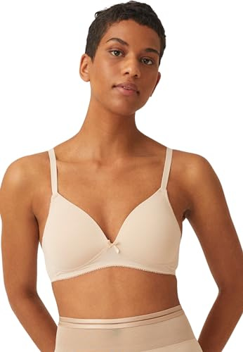 Naturana® Soft-BH ohne Bügel mit Schale [Cup A-D] Optimaler Sitz & maximaler Halt Dank Schnittführung & Breiten Trägern I T-Shirt BH I BH Damen ohne Bügel I BH bügellos 85 Light Beige B