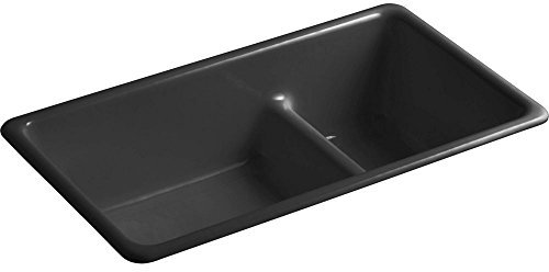 KOHLER K-6625-7 Iron/Tones Smart Divide Self-Rimming or Undercounter Kitchen Sink, Black Black
