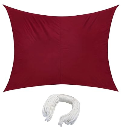jarolift Sonnensegel Rechteckig, Wasserabweisend, Sonnenschutz Sichtschutz für Terrasse Garten Balkon, Polyestergewebe 400 x 300 cm, Weinrot