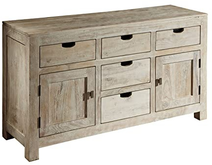 MASSIVMOEBEL24.DE Buffet - Bois Massif d'acacia Blanchi - Nature White #80
