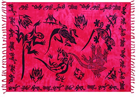 Ciffre Ca 80 Modelle Sarong Pareo Wickelrock Handtuch Strandtuch Wickelkleid Deko Gecko Bemalt Fair Trade