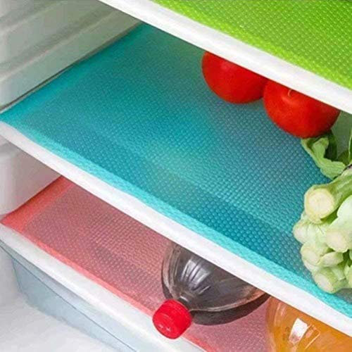 Pack of 4 Kitchen Fridge Drawer Food Fresh Saver Liner Mat Refrigerator pad Preserving Pad Refrigerator Mats Fridge Base Placemats Coasters Kitchen Pads (geen)
