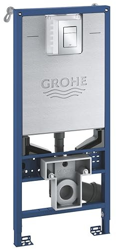 GROHE Rapid SLX 3-in-1 Set, Installation System 1.13m for Wall-Hung Toilet (Skate Cosmopolitan S Flush Plate, Universal Cistern, Flush Plate, Flow Manager, Wall Brackets and Electric Socket) 39603000