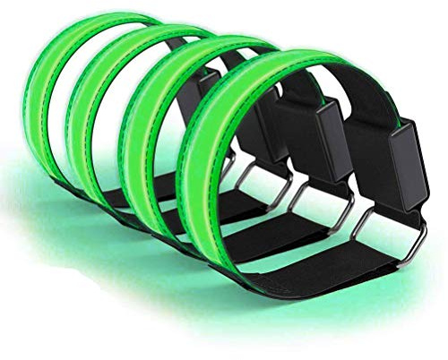 Kylewo Led Armband Aufladbar, 4 Stück Reflective LED leucht Armbänder Lichtband Kinder Nacht Sicherheits Licht für Laufen Joggen Radfahren Hundewandern Running