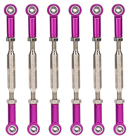 Tbest Push Rod, 6Pcs 88mm Aluminum Alloy Adjustable Push Rods Turnbuckle Rod Linkage for RC Car Models(purple) Model Toy