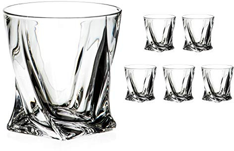 DIAMANTE Quadro Whisky tumblers Short Drink Glasses Made from Premium Lead Free Crystal - Set of 6