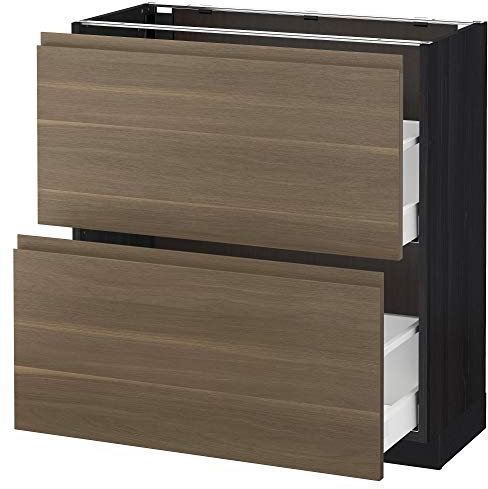 METOD/MAXIMERA Unterschrank mit 2 Schubladen 80x39,1x88 cm schwarz Voxtorp Nussbaum