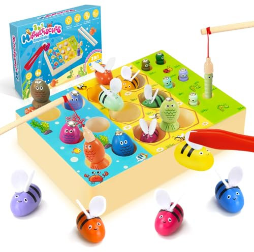 WEARXI Montessori Spielzeug ab 2 Jahre, Magnetische Angelspiel Motorikspielzeug, Spiele Spielzeug ab 2 3 Jahre, Kinderspielzeug ab 2 3 Jahre, Nikolaus Geschenke Kinder, Geschenke für Mädchen Junge