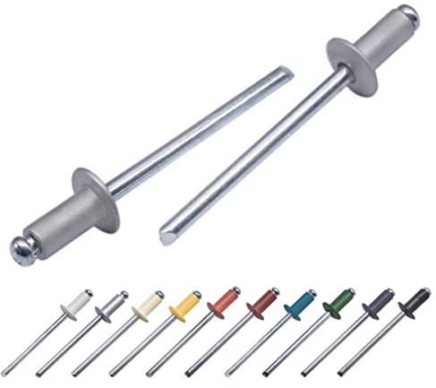 Marcopol (100 Stück) Lackierte Blindnieten 3,2 x 8 mm, Kuppelkopf, DIN 7337, Aluminiumniete und Stahldorn, Popnieten (100, weißes Aluminium RAL 9006)