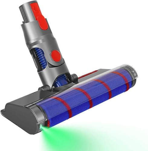 Italdos Brosse Rotative Motorisée Électrique Turbo compatible pour Dyson V7 V8 V10 V 11 V15 Dégagement Rapide avec Rouleau Souple pour Sol dur, Parquet Brosse avec Lumière Laser