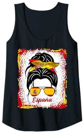 Mujer España Bandera Chica Mujer Española Camiseta sin Mangas