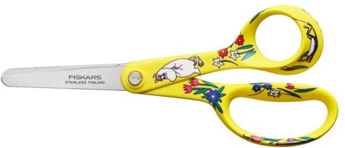 Fiskars X Moomin Kinderschere mit Mumin-Design, Rechtshändig, Länge: 13 cm, Sicherheitsklingen aus rostfreiem Stahl, Snorkfräulein, 1067191