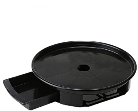 JDF Socle De JardinièRe, Plateau éPais Amovible avec Poulies, GouttièRe De JardinièRe avec Tiroir Porte-Fleurs, Support pour Recueillir l'eau des Pots De Plantes (2 PièCes)-Black||27cm