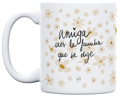 UO Taza de regalo con mensaje Amiga eres familia, regalo para amigas, 350 ml