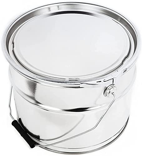 BenBow Secchio di latta 4 x 10 l, con coperchio e anello di serraggio, ermetico, opaco, vuoto, rotondo, contenitore con manico in metallo
