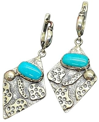 BROLEO Damen Hängende Ohrringe,Boho Ohrringe Mit Ethnischem Türkis Anhänger Ohrring Chakra Reiki Energie Indischer Stammesstil Antike Tropfen Ohrhänger Für Damen Und Mädchen Edelsteinsch