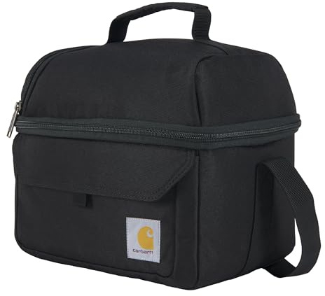 Carhartt 12 Can Two Compartment Lunch Box | Durable, Fully-Insulated Lunch Bag for Women & Men, Large Lunchbox (Black)