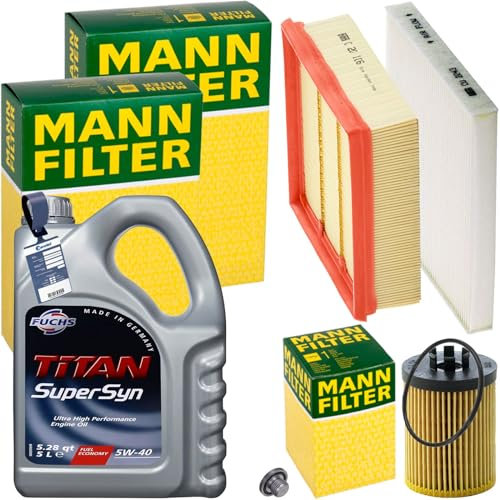BandelOne enthält Mann Inspektionspaket+5L Fuchs 5W-40 Motoröl passend für Corsa D 1.0-1.4