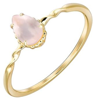 AMDXD 9 Karat Gold Verlobungsring Echtschmuck, Klassiker Freundschaftsringe mit Tropfen Kristall Rosa, Au 375 Diamantring, Gr.54 (17.2)