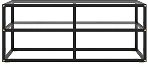 QZZCED TV-Sideboard Fernsehschrank TV-Ständer tv Tisch TV-Schrank Schwarz mit Hartglas 100x40x40 cm für Wohnzimmer Schlafzimmer Unterhaltungsgerät