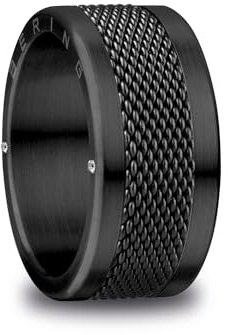 BERING Unisex Ring in schwarz - Arctic Symphony Collection aus Edelstahl - Arve 8
