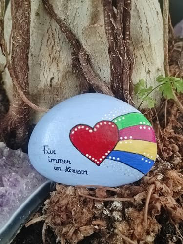 Gedenkstein Mit Herz und Regenbogen Motiv Für immer im Herzen