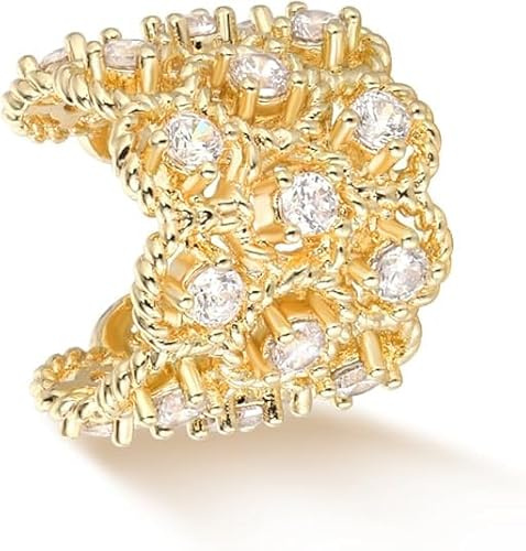 Jenosy 14K Ear Cuff Gold Damen Nicht Piercing Öffnen Wrap Ohrringe Vergoldet Filled Cubic Zirconia Ohrmanschette Gold Handmake Hypoallergene Schmuck Geschenk für Frauen