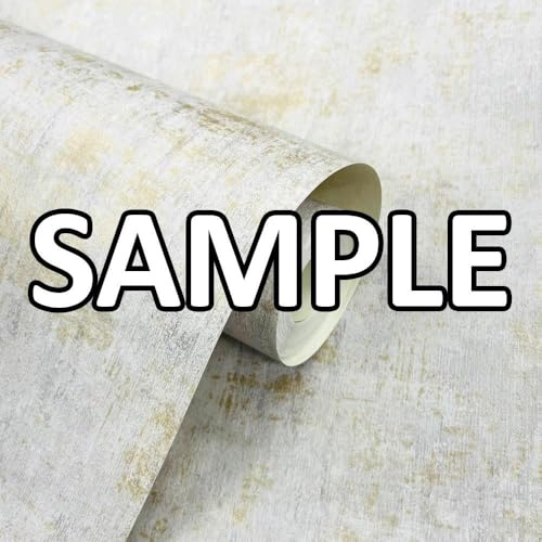 World of Wallpaper Industrial Concrete Texture, Grey/Gold (AF0026) Sample | Easy to apply wallcovering, Metallic, Lightly Textured, Distressed, Bedroom (approx. 50cm x 30cm SAMPLE)