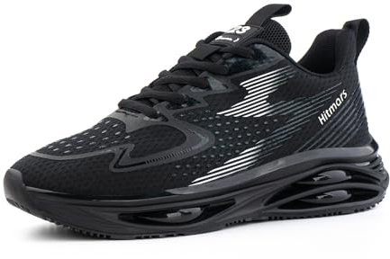 Trainers Mens Running Shoes Sports Sneakers Mens Walking Shoes Lightweight Gym Shoes Breathable Trainers for Men Air Cushion Casual Jogging Shoes Black White UK 10