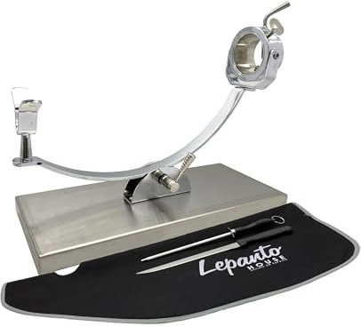 FERRETERIA LEPANTO Jamonero Profesional Giratorio y basculante, Soporte jamonero con Base de Acero Inoxidable Modelo Serrano (Set Negro)