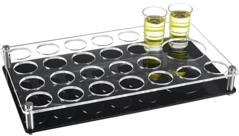 NBEADS 25 Supporto per Vassoio per Bicchierini, Bar Acrilico Bicchieri Da Shot Portabicchieri Da Vino Vassoio Da Portata Tazze Organizzatore Espositore per Bicchieri per Bar Club, Foro: 3.8/7.45cm