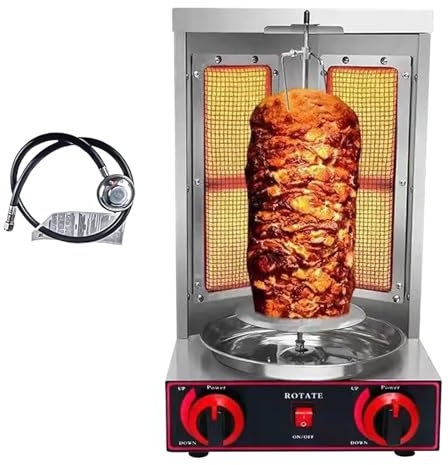 MáQuina Para Shawarma Con Parrilla Para Kebab, Asador Vertical Para Cocina Comercial DoméStica, Cuerpo De Acero Inoxidable, MáQuina EléCtrica Para Shawarma, Horno De Barbacoa,220V-Silver