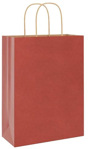vidaXL Papiertragetaschen 50 Stk., Papiertüten mit Henkeln, Kraftpapiertüten, Geschenktüten für Einkaufen Hochzeiten Verpackungen Partys Geburtstag Weihnachten, Rot 26x12x35cm