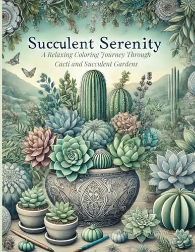 Succulent Serenity: A Relaxing Coloring Journey Through Cacti and Succulent Gardens