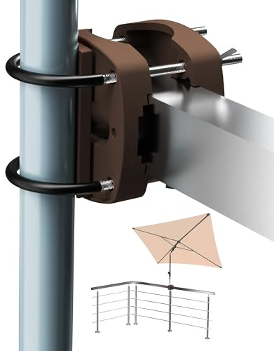 4smile Sonnenschirmhalter Balkongeländer SunnyEasy, Taupe - Funktionale Sonnenschirm Halterung Balkon, flexibel montierbar - Schirmhalterung Balkongeländer ersetzt Sonnenschirmständer Balkon