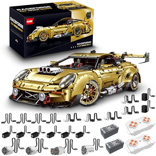 FigureArt Technik Sportwagen Auto Bausatz, GULY 10640, 3824 Teile mit Motoren und LED Groß Ferngesteuert Auto Klemmbausteine für Erwachsene (Originalverpackung) (Dynamische Deluxe-Edition)