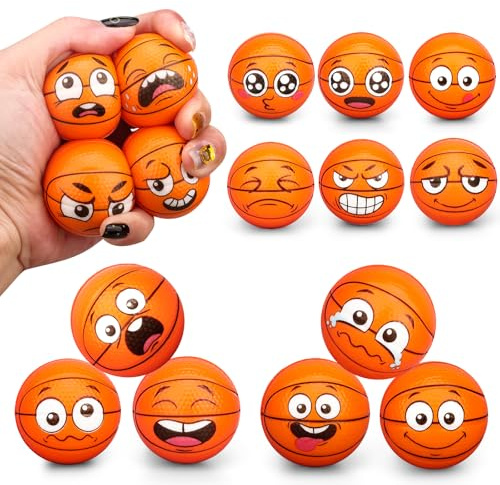Dilabnda 16er-Set PU-Basketball-Squishys - Sensorikspielzeug für Kinder & Erwachsene - Sportparty-Deko & Geschenkideen - Füllung für Ostertüten/Geburtstagsbeutel - Teamspiele & Klassenzimmer