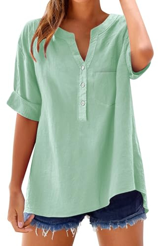 Camisetas De Mujer Talla Grande Blusas Moda Verano Blusa Rosa Amarilla Camiseta Manga Corta Boho Verde Mint Ropa Deportiva Top Larga Camisa Azul Camisas Joven Oversize Chica Tallas