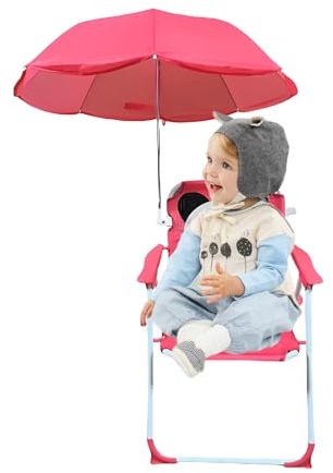 Eventerde - Silla de playa con sombrilla plegable y resistente al aire libre portátil ligero para viajes de picnic parque jardín camping piscina vacaciones