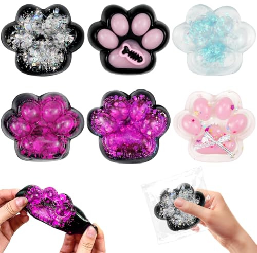 6 Stück Katzenpfoten Squishy, Cat Paw Squeeze Spielzeug, Katzenpfoten Quetsch Spielzeug, Süße Weiche Katzenpfoten Quetschspielzeuge, Stressabbau Fidget Toys Geeignet für Kinder Teenager und Erwachsene