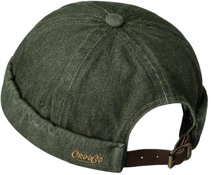 CLAPE Docker keps herr dam keps utan skärm bomull mössa justerbar sjömansmössa hatt fiskarhatt, FMA2503-grön, one size