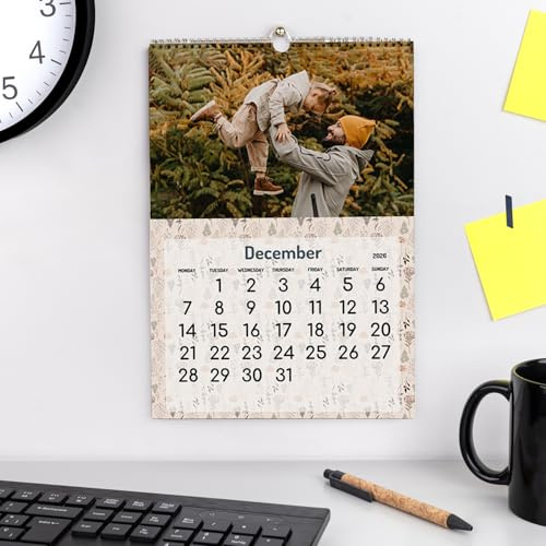 Wanapix | Calendario 2026 da Muro Personalizzato | In Italiano | Calendario 2026 Spirale Argentato | Ogni Mese con una Foto Diversa | A4 | Fiori