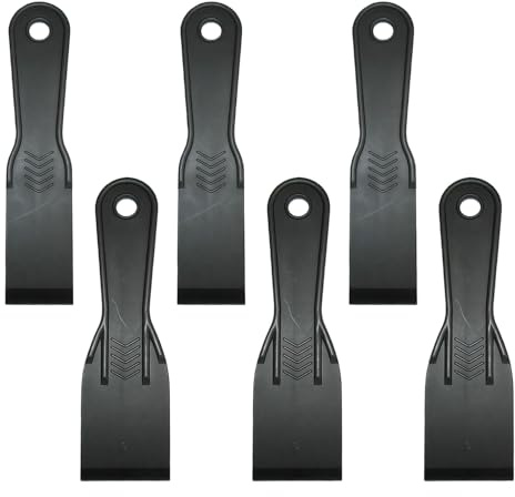 6Pcs Plastic Putty Knife 1.5/2Inch Flexible Plastic Scraper Set Filler Knife Wall Paper Scrapers Tool Painting Spreader for Taping Drywall Spreading Painting Wall Scratching Repairing Walls