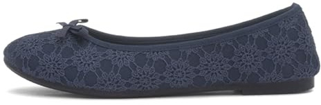 Lilley Womens Blue Lace Slip On Ballerina Shoe