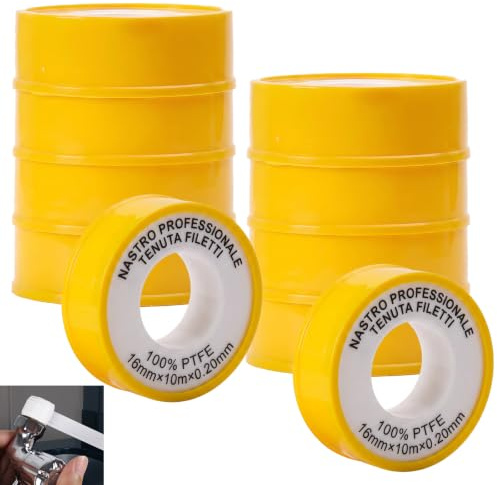Dmrbiy 10 Rollen Teflonband 16 mm × 10 m, Gewindedichtband, Weißes Teflonband Gewindedichtband, Geeignet für Teflon Band in Wasser- und Heizungssystemen, Temperaturbeständigkeit Von -60 °C bis 240 °C