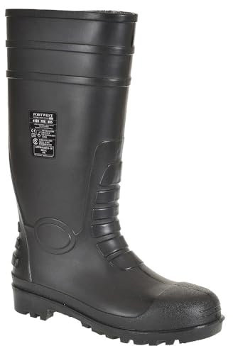 Portwest Total Safety Wellington Gummistiefel S5, Farbe: Schwarz, Größe: 44, FW95BKR44.