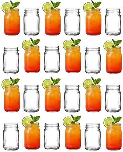 bar@drinkstuff Mason Drinking Jar Tumblers 20oz / 568ml Empty Jam Jars for Home Brew (24)