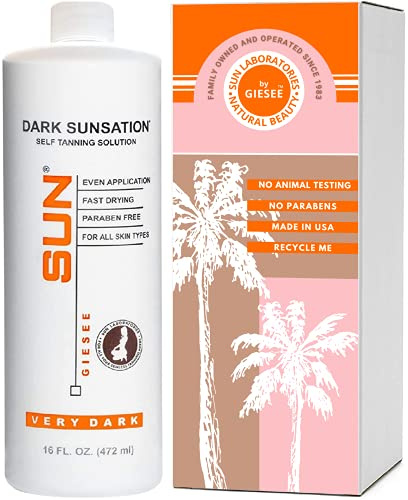 Sun Laboratories By Giesee Dark Sunsation Self Tanning Solution 16 oz - Sun Tanning Lotion, Spray Tan, Tanning Spray, Airbrush Tanning, Sunless Tanner, Self Tanner Spray Mist, Bronzing Spray